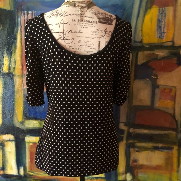WHBM polka dot scoop back blouse size medium - Picture 5 of 7